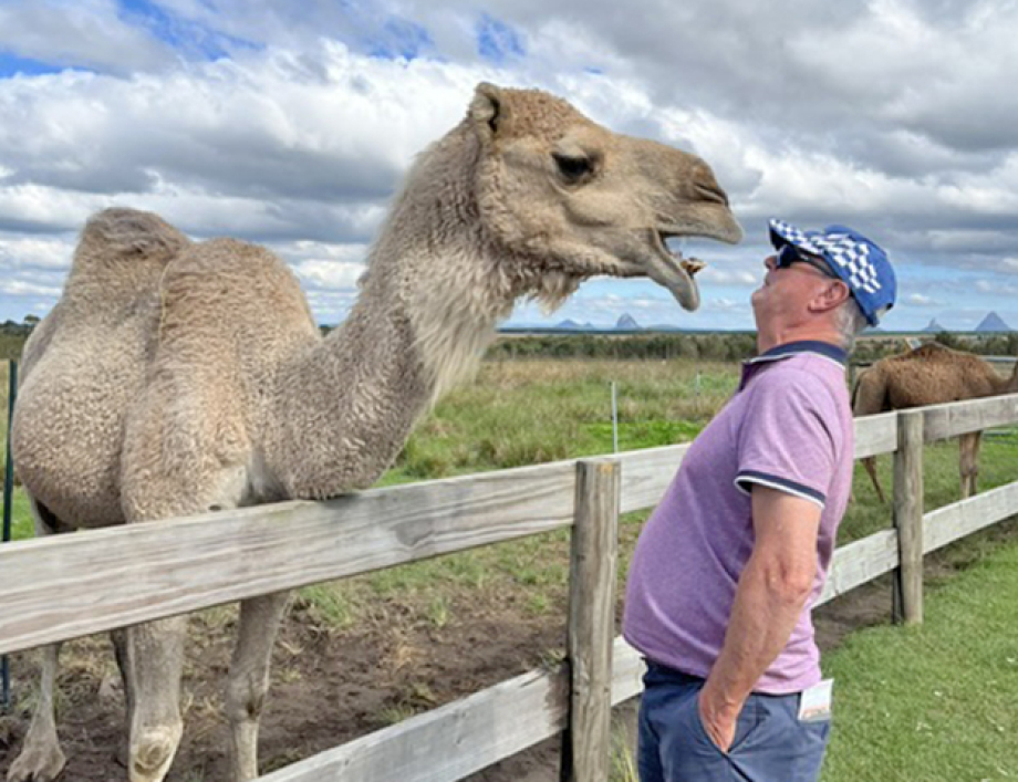 Geoff discussing Probus visit with local